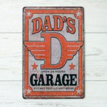 Металлическая табличка Dad Garage